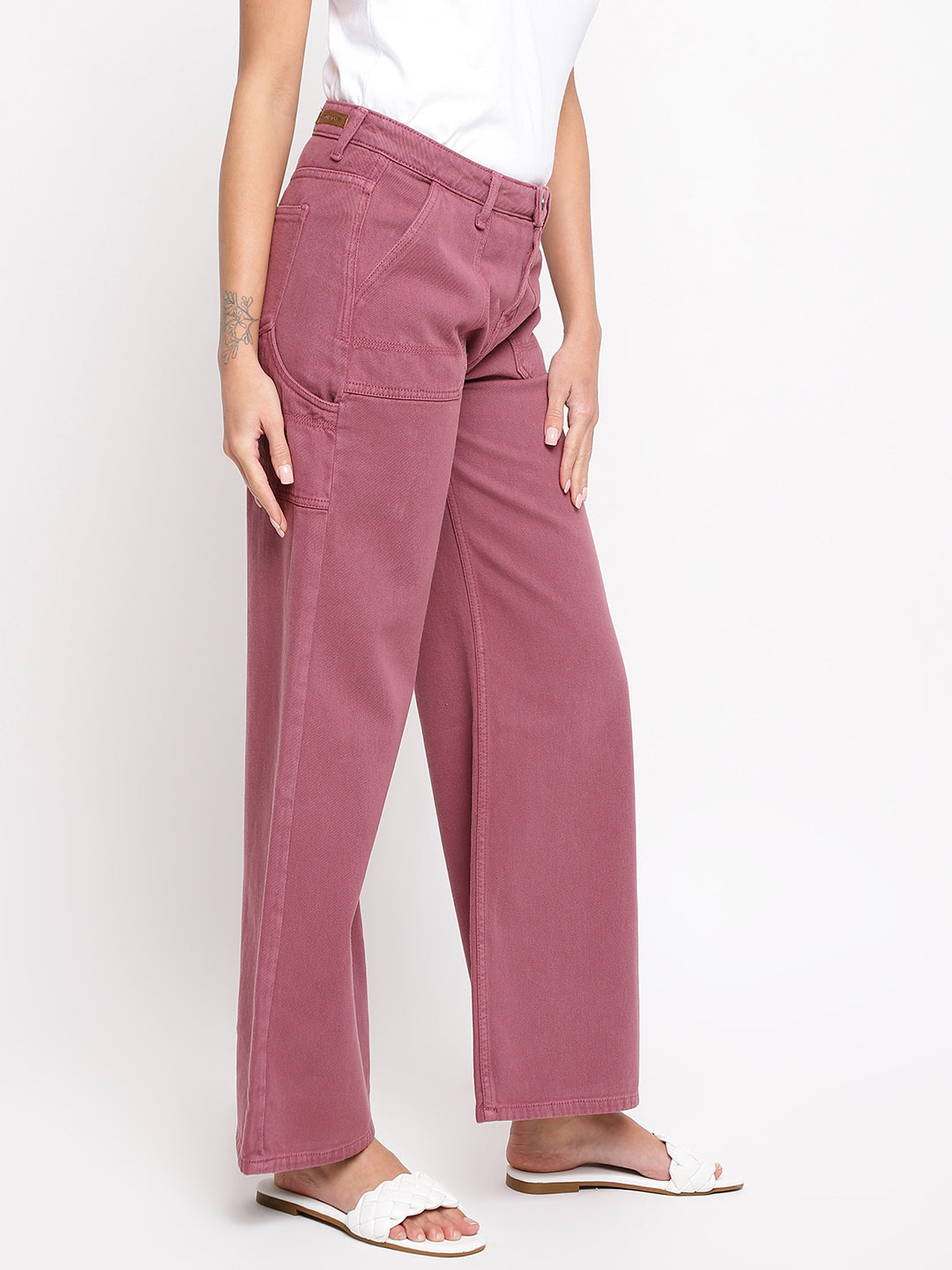 Women Light Plum Flared Jeans