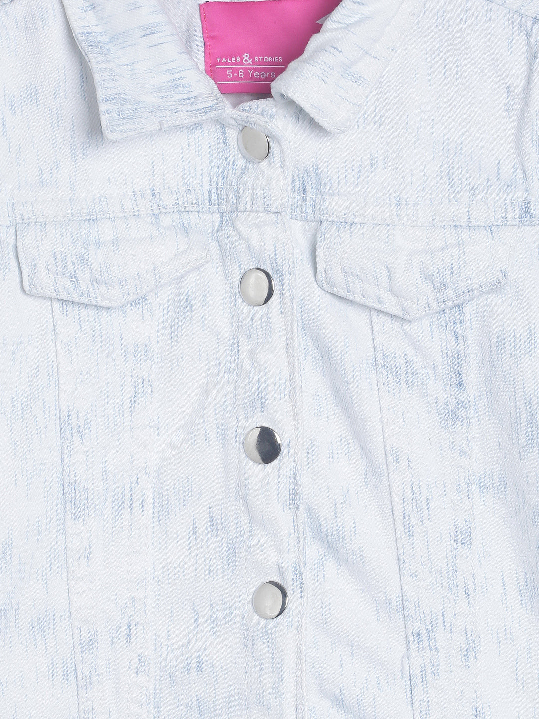 Girls White Regular Fit Printed Casual Jacket