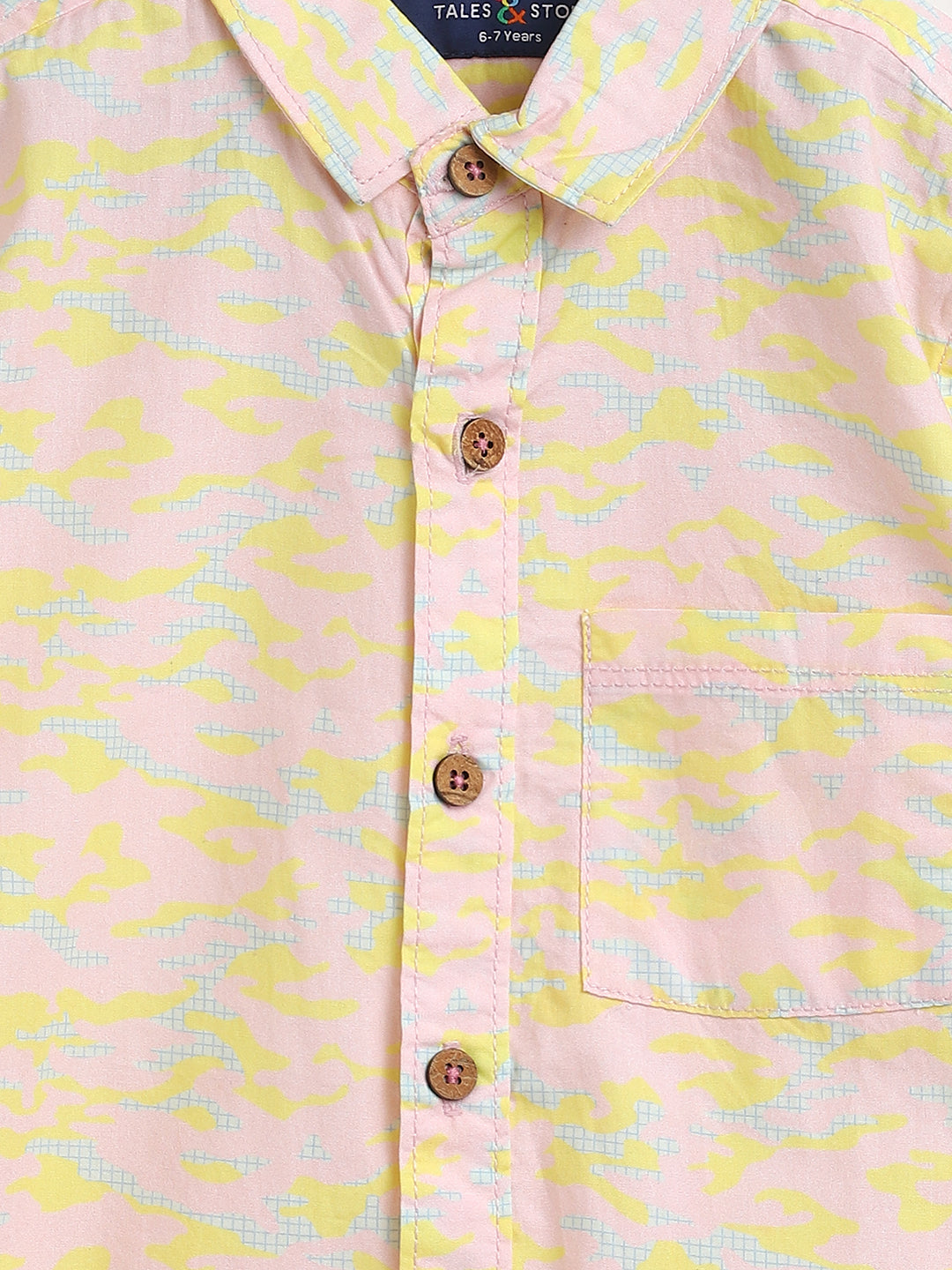 Boys Lime Yellow Printed Shirt