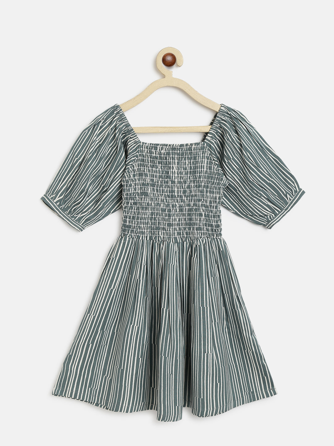 Girls Grey Striped Dress