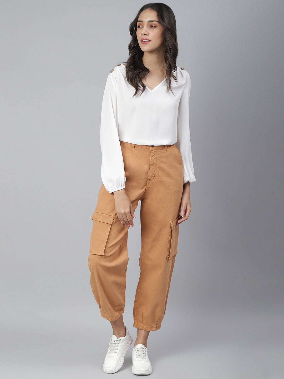 Women Rust Cotton Cargo