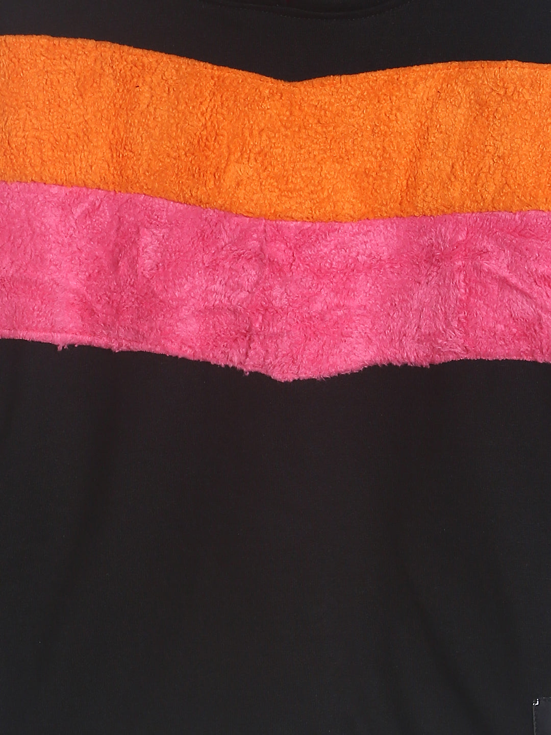 Girls Black Fur Patch Sweatshirt With Hood