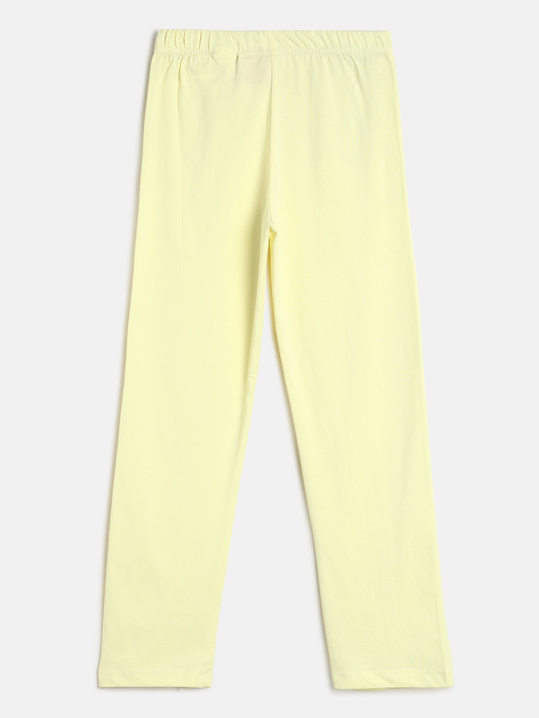 Girls Yellow Printed Cotton Night Suit