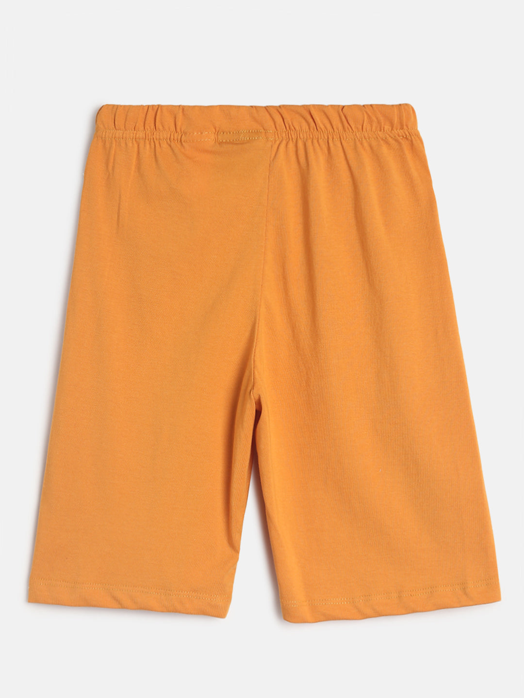 Boys Light Grey & Orange Printed Cotton Night Suit
