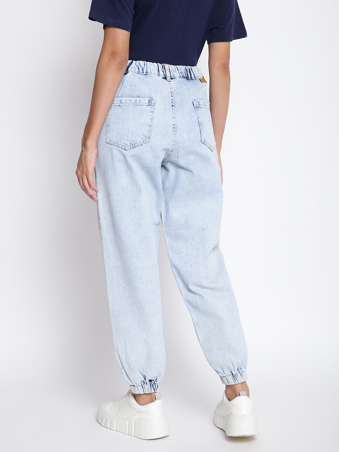 Women Light Blue Denim Joggers