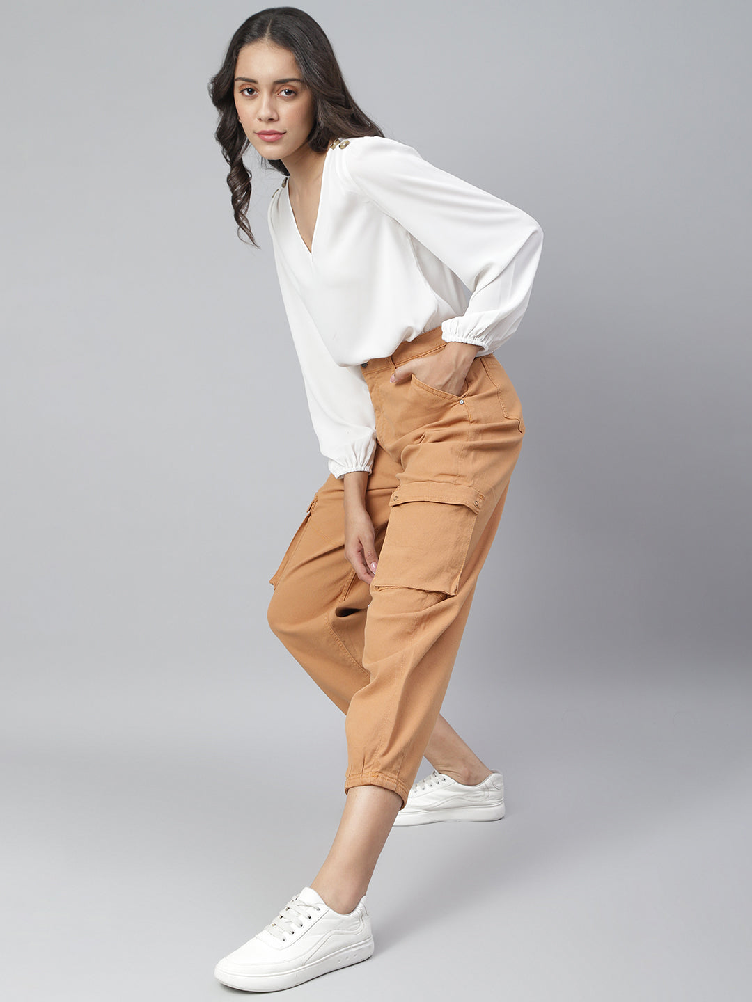 Women Rust Cotton Cargo