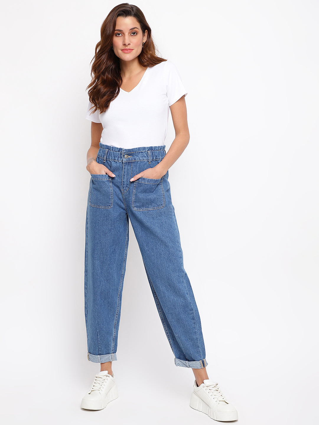 Women Mom Fit Denim Jeans