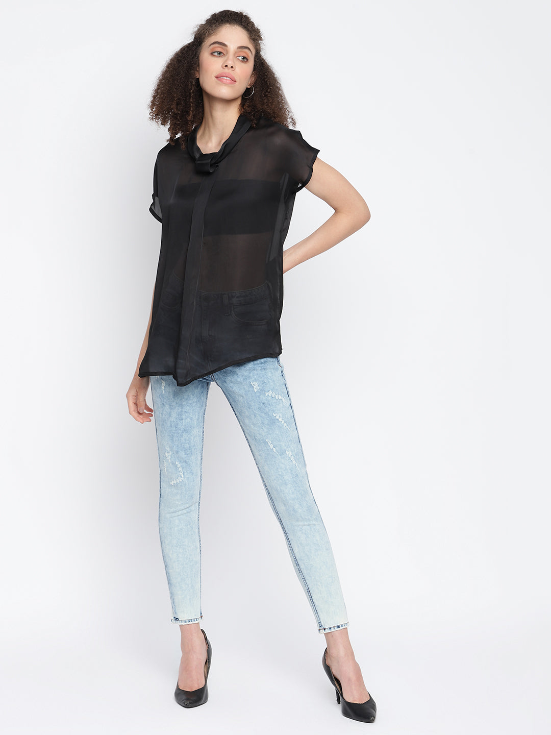 Women Skinny Fit Mid Blue Denim Jeans