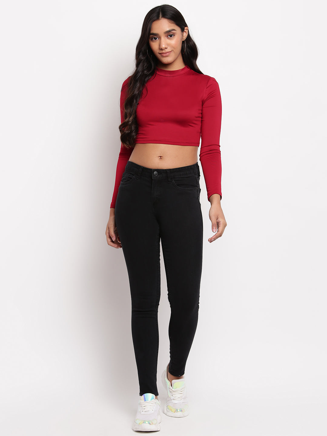 Women Black Skinny Fit Mid Waist Denim Jeans