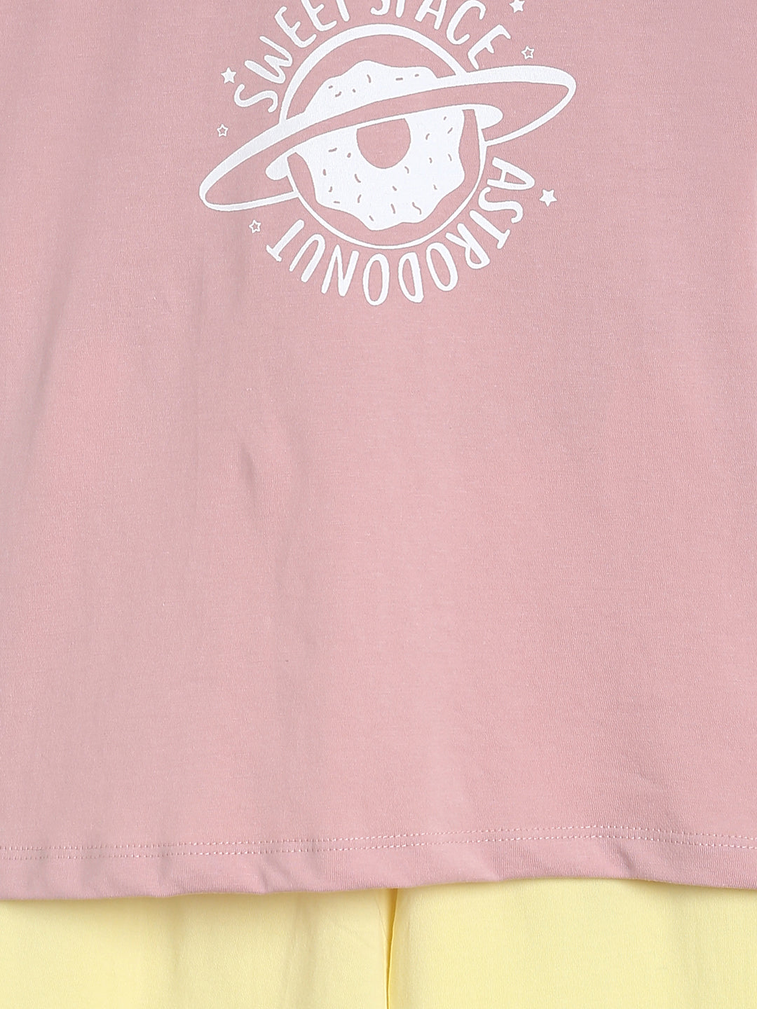 Girls Pink & Yellow Cotton Night Suit