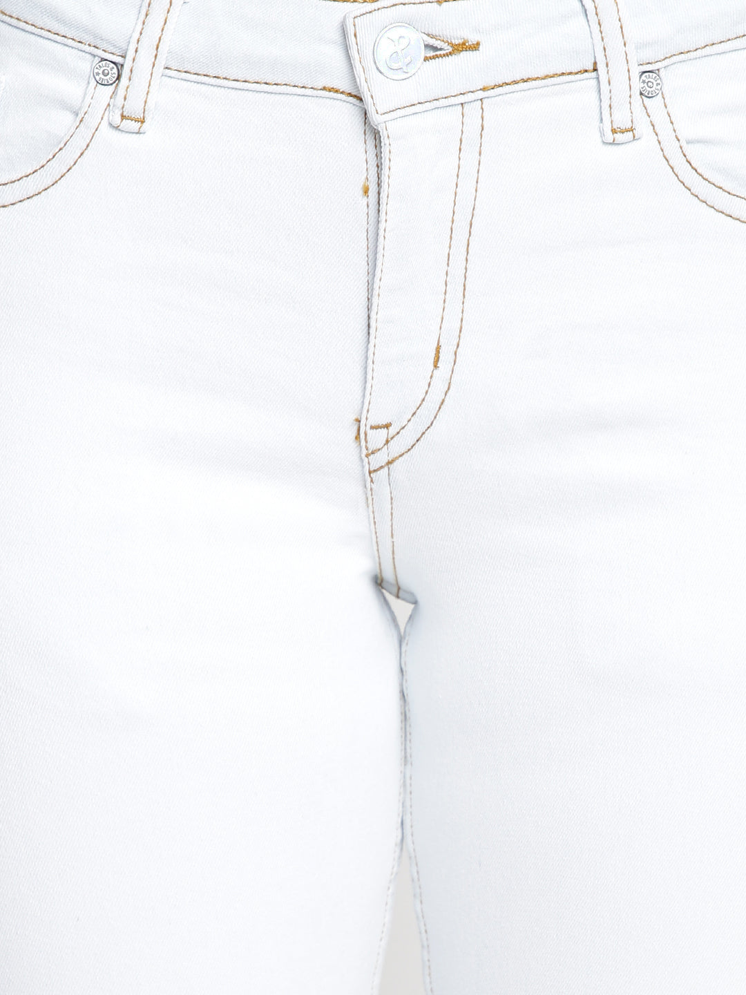 Women High Waist Skinny White Denim Jeans