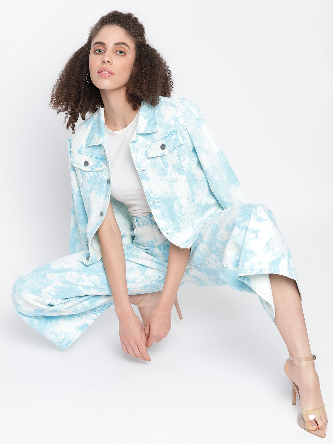 Women Sky Blue Flared Denim Jeans