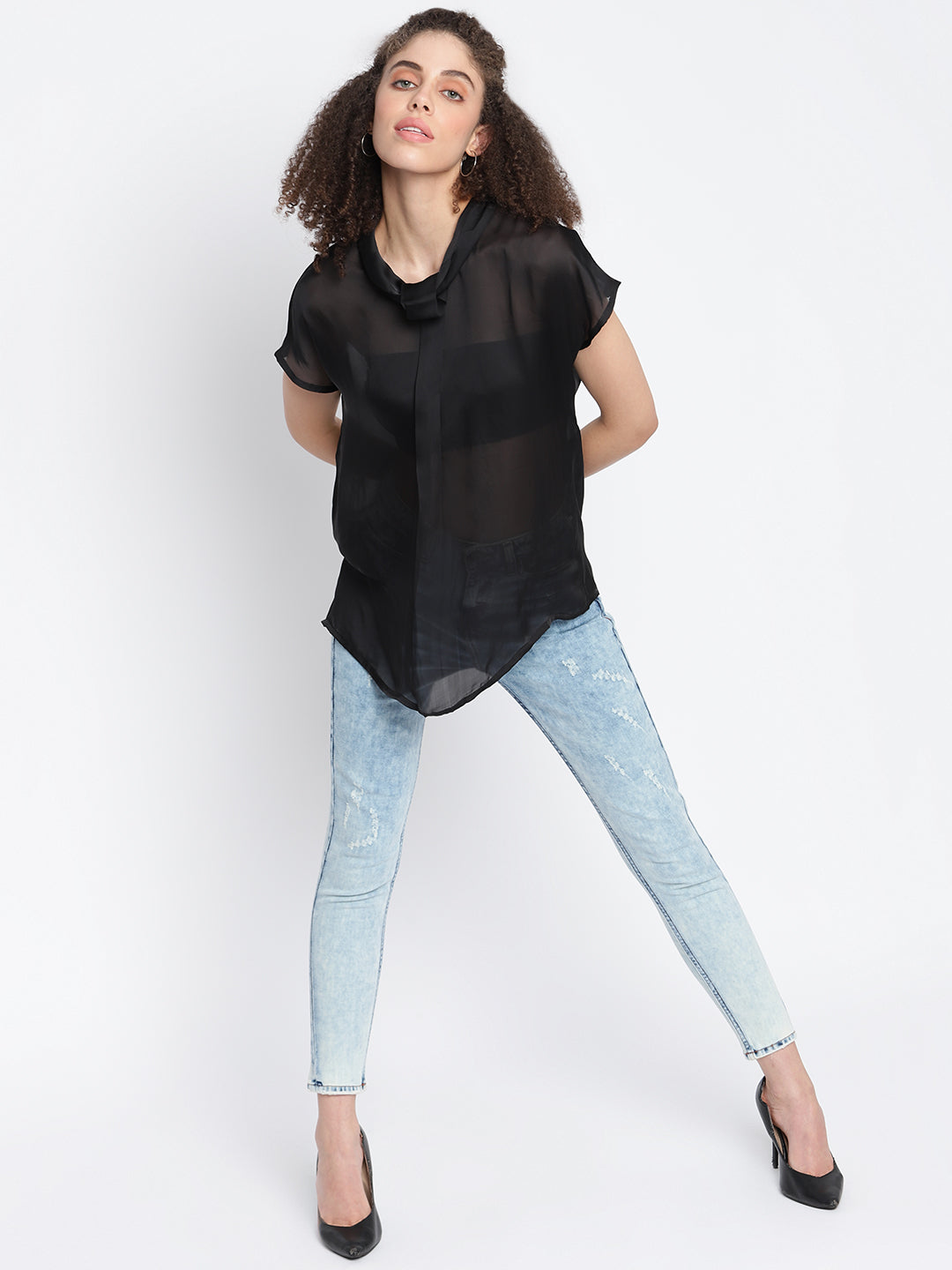 Women Skinny Fit Mid Blue Denim Jeans