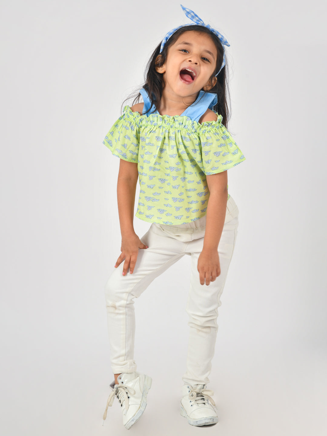 Girls Green Printed Top