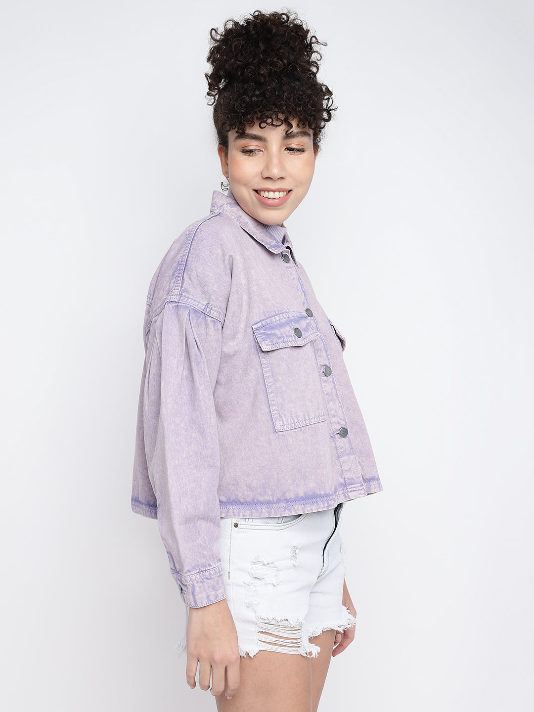 Women Lilac Denim Jacket