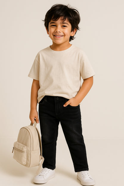 Boys Basic Slim Fit Black Casual Jeans