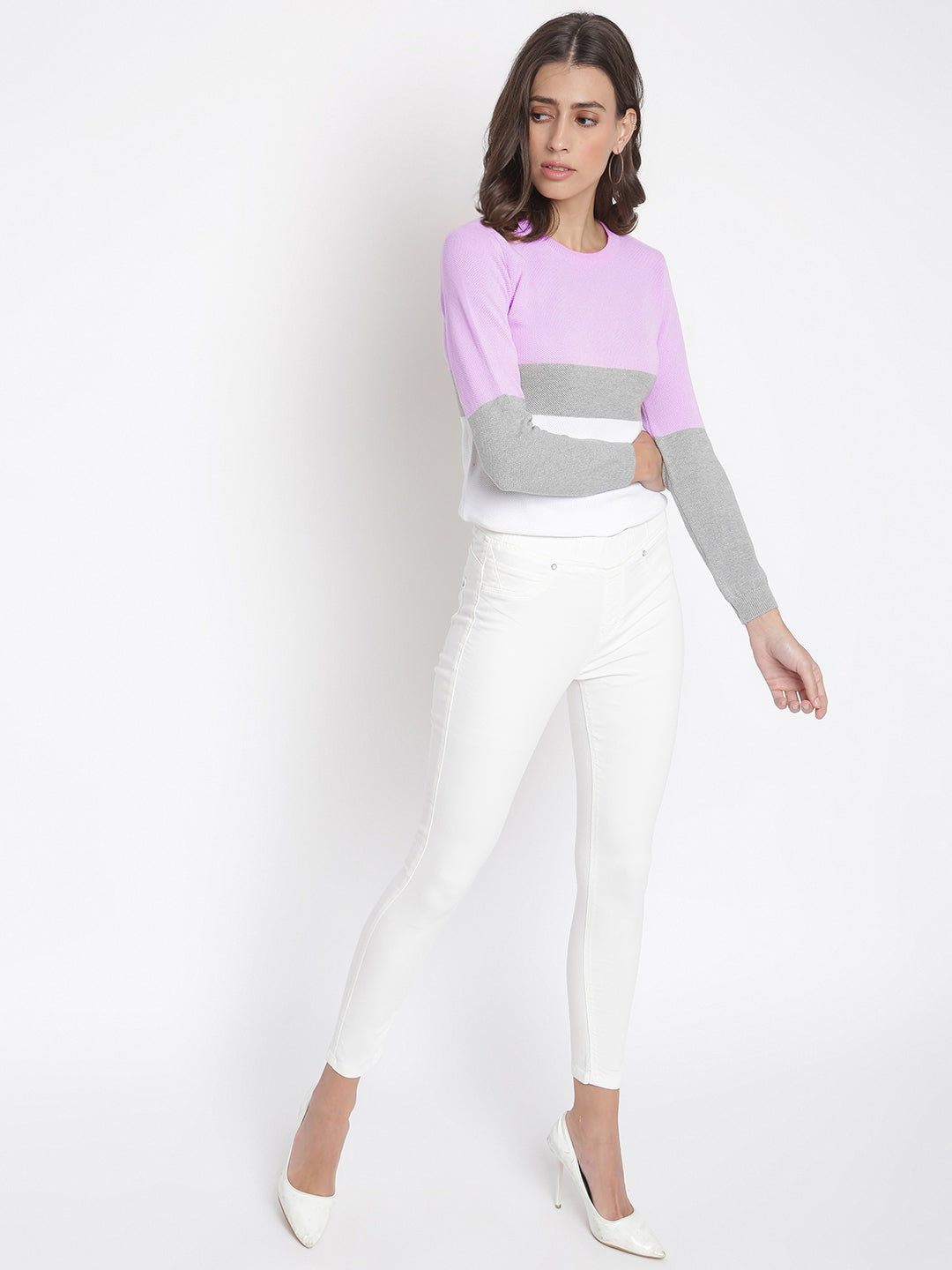 Womens Lycra White Solid Skinny Fit Jeggings