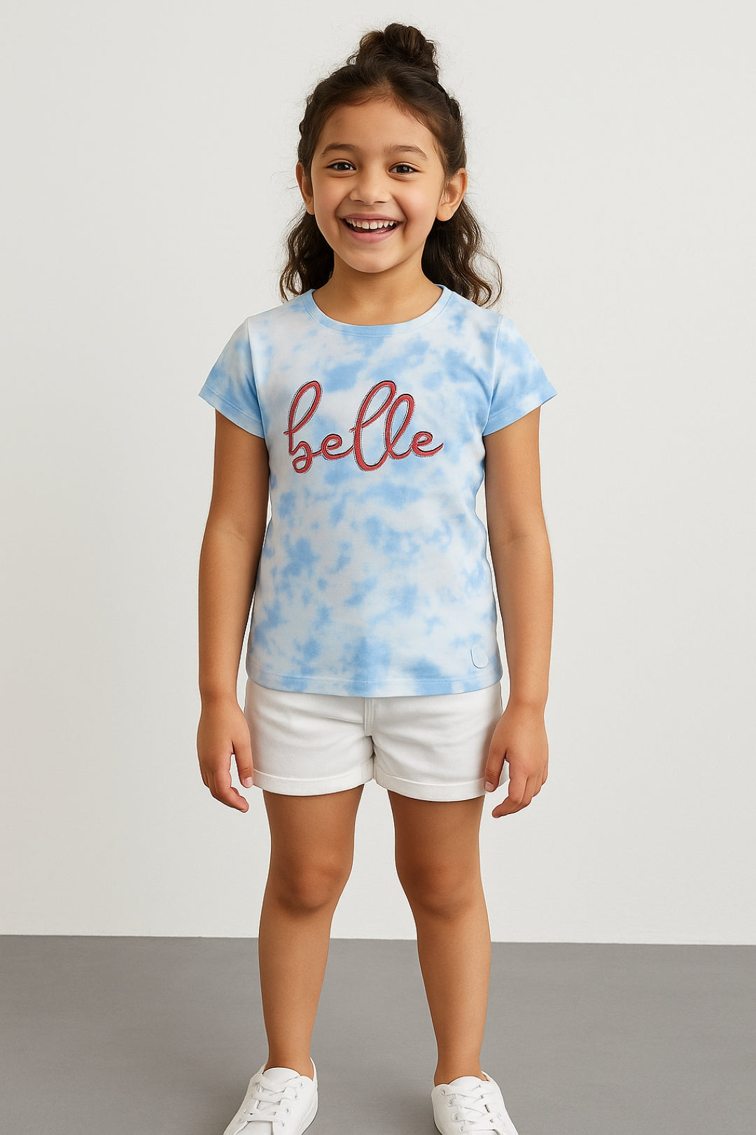 Girls Blue Lycra Tie & Dye T-shirt