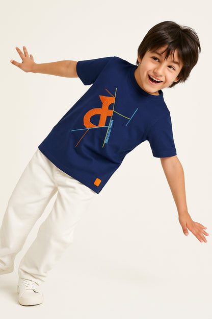 Boys Blue Printed T-Shirt