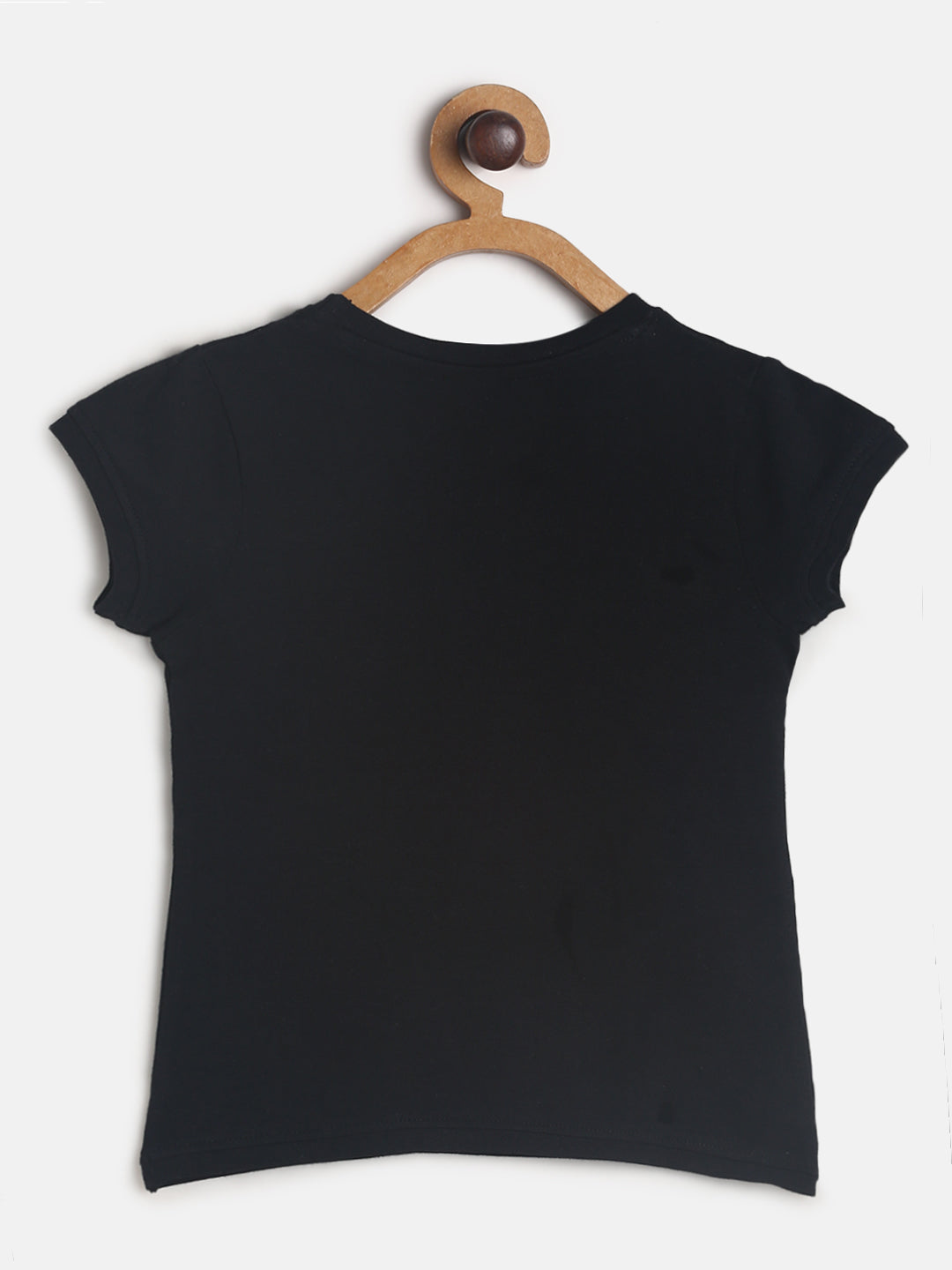 Girls Black Printed  T-Shirt