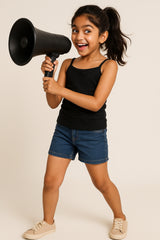 Girls Black Lycra Spaghetti Sleeve Solid Camisole