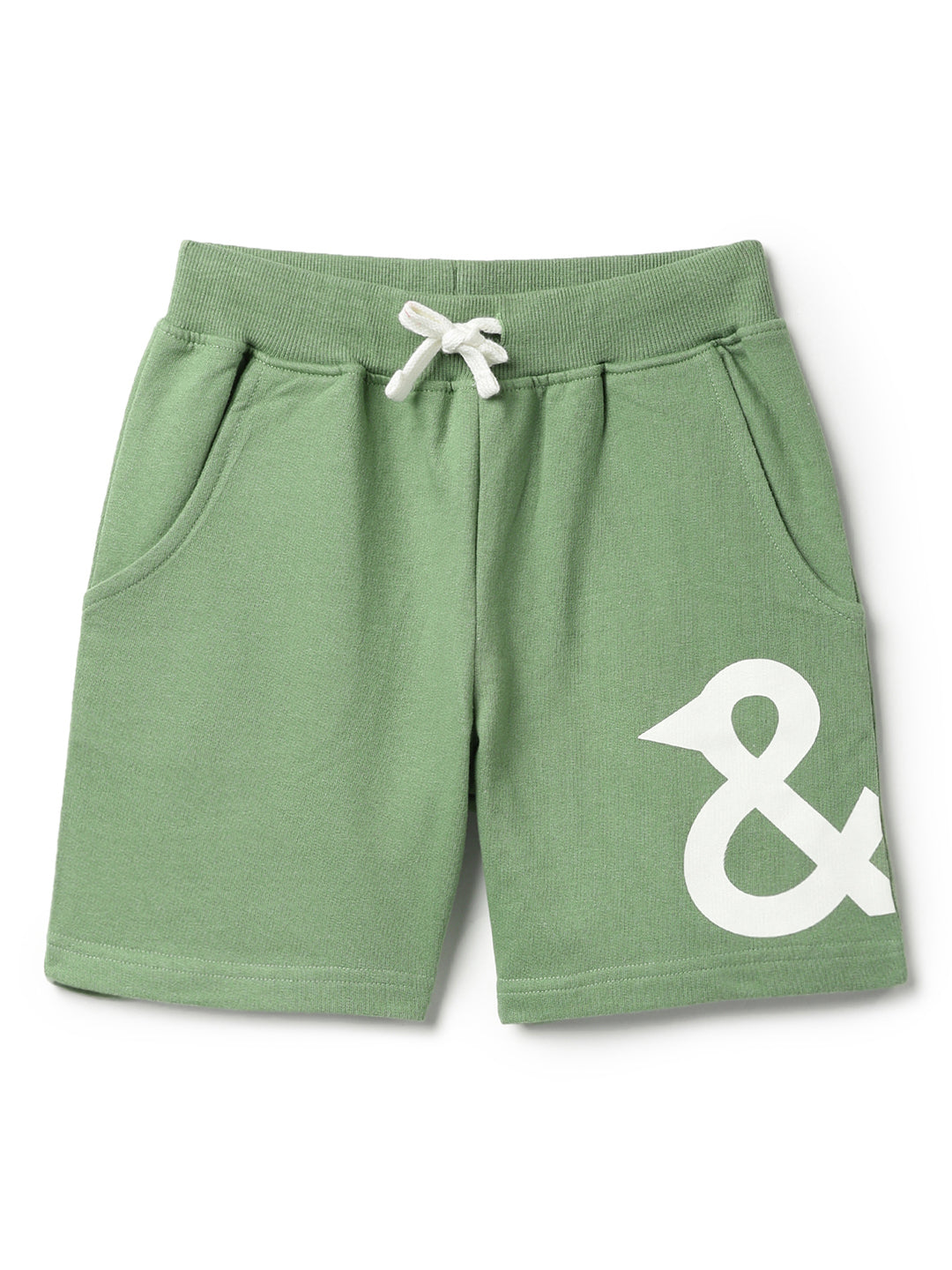 Boys Olive Printed Cotton Bermuda