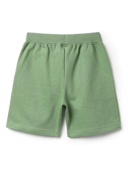 Boys Olive Printed Cotton Bermuda
