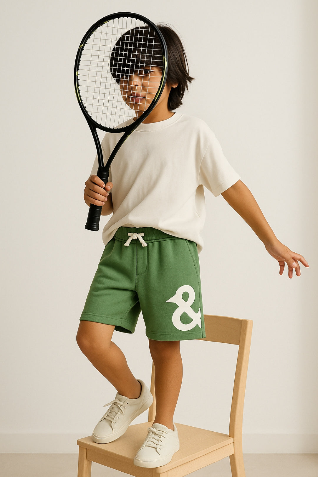 Boys Olive Printed Cotton Bermuda