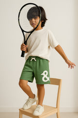 Boys Olive Printed Cotton Bermuda