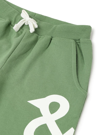 Boys Olive Printed Cotton Bermuda