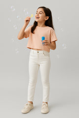 Girls White Slim Fit Trouser