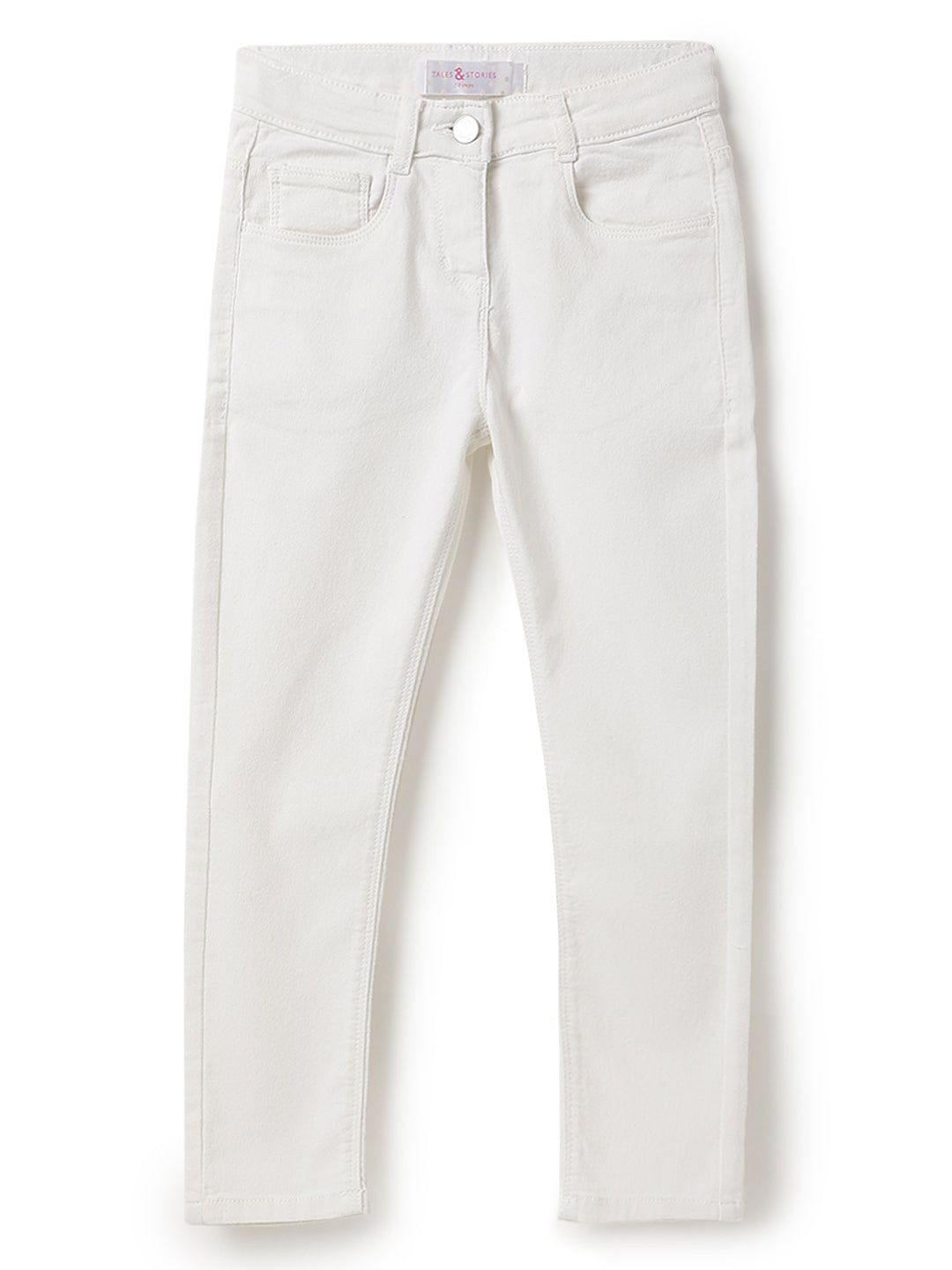 Girls White Slim Fit Trouser