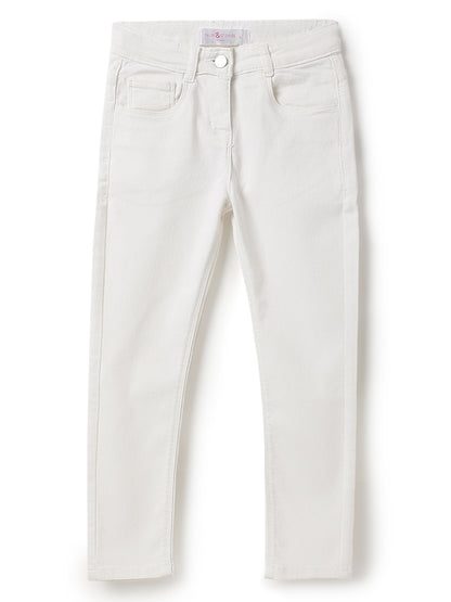 Girls White Slim Fit Trouser