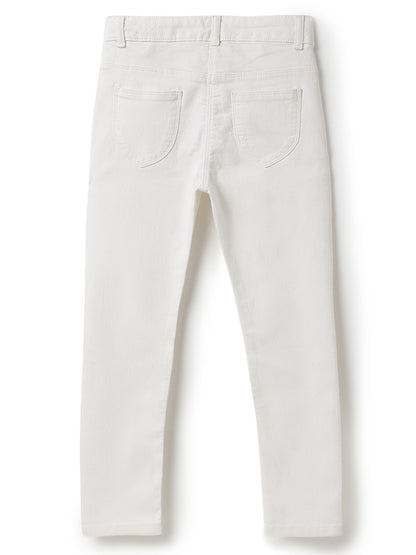 Girls White Slim Fit Trouser