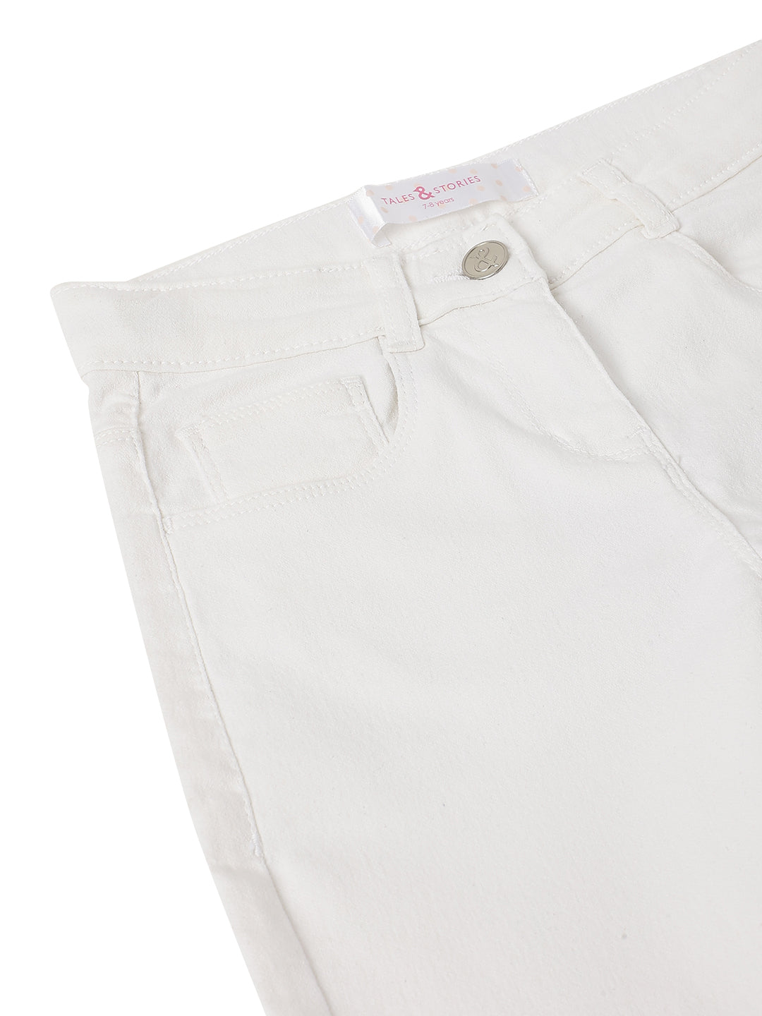 Girls White Slim Fit Trouser