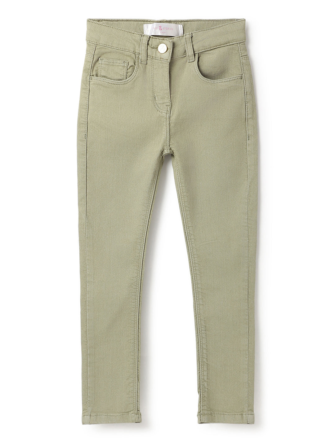 Girls Denim Slim Fit Olive Jeans