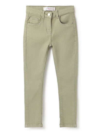 Girls Denim Slim Fit Olive Jeans