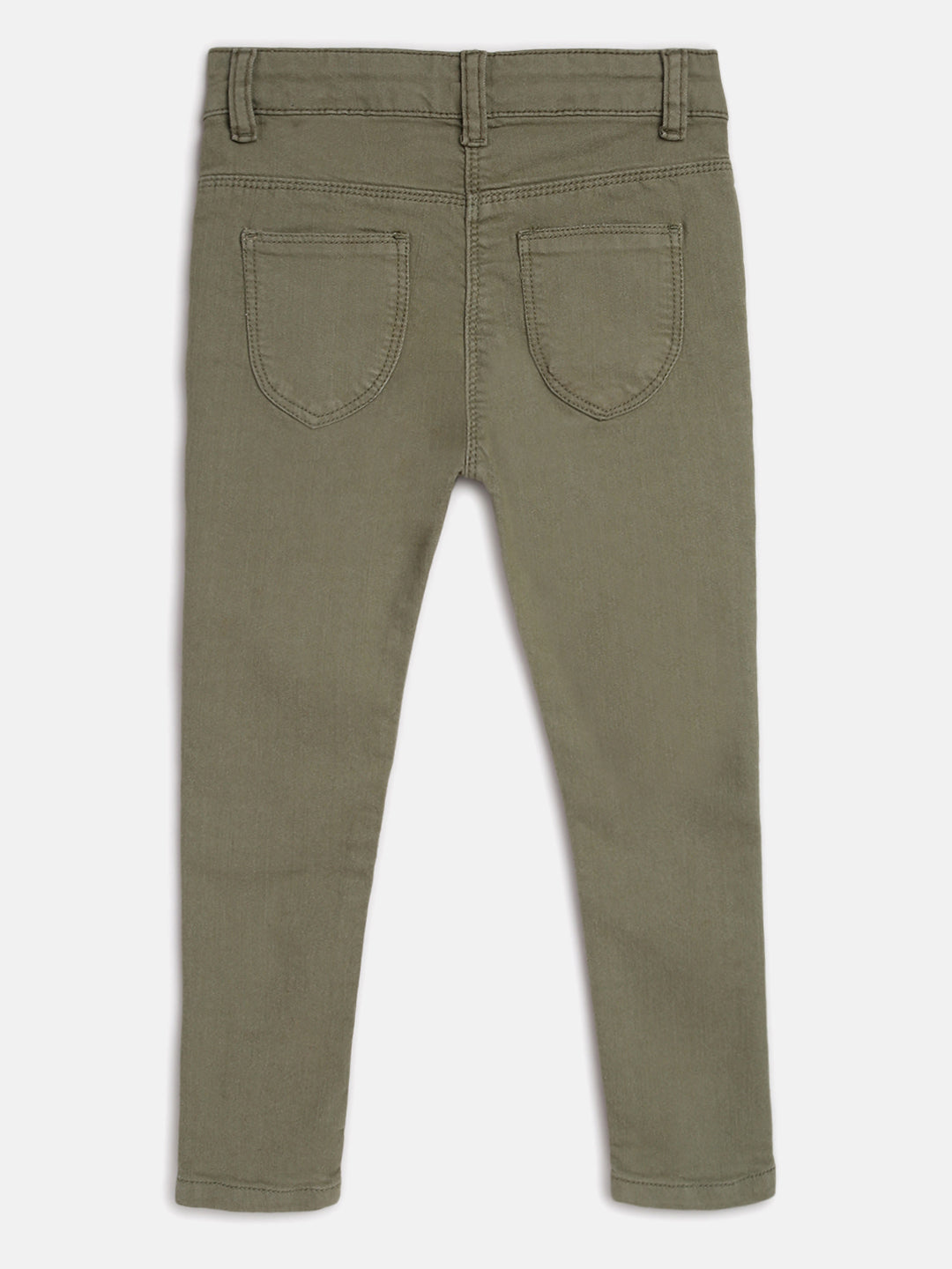 Girls Slim Fit Olive Jeans