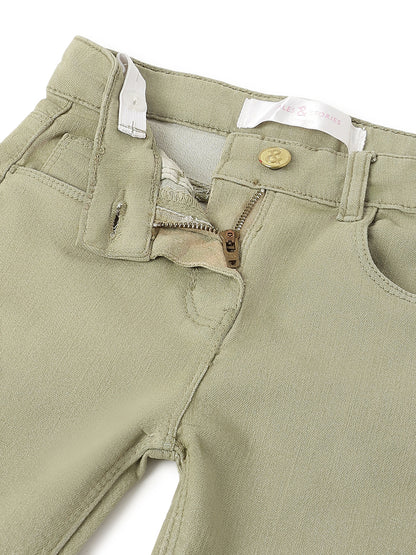 Girls Denim Slim Fit Olive Jeans
