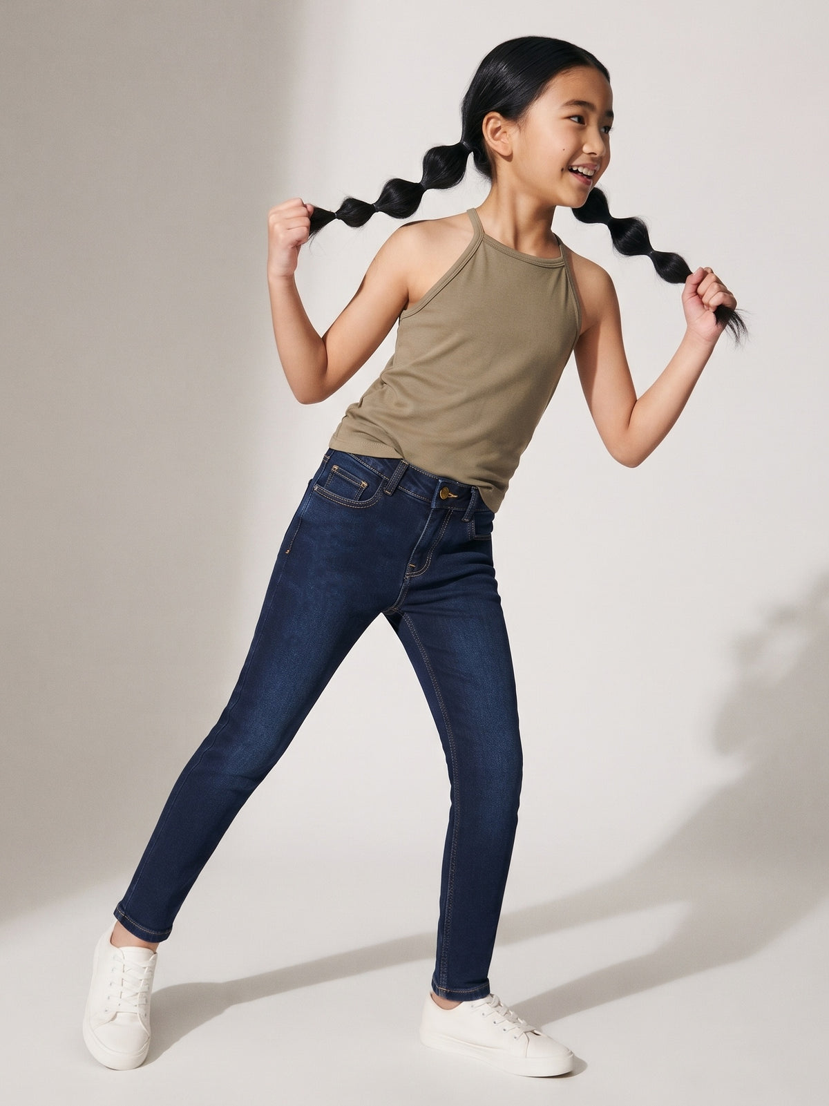 Girls Slim Fit Denim Blue Jeans