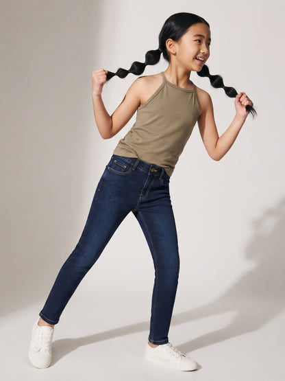 Girls Slim Fit Denim Blue Jeans