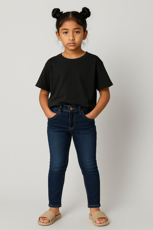 Girls Mid Blue Denim Jeans