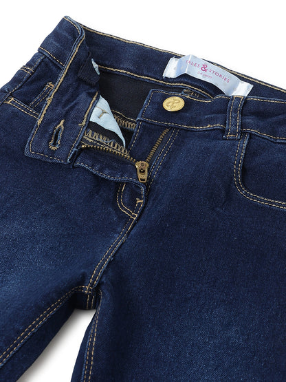 Girls Slim Fit Denim Blue Jeans