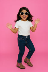 Girls Slim Fit Dark Blue Jeans
