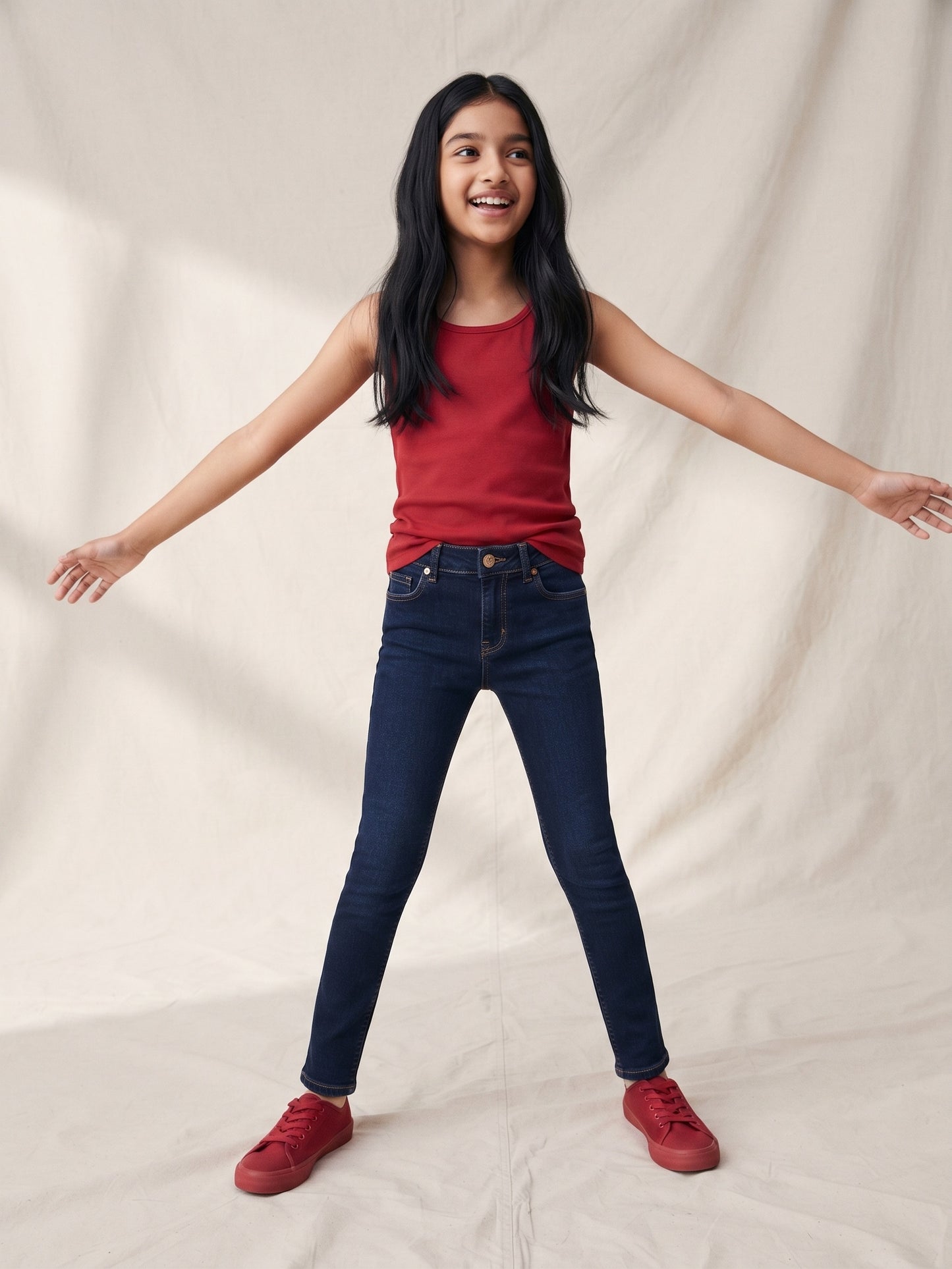 Girls Slim Fit Dark Blue Jeans
