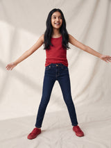 Girls Slim Fit Dark Blue Jeans