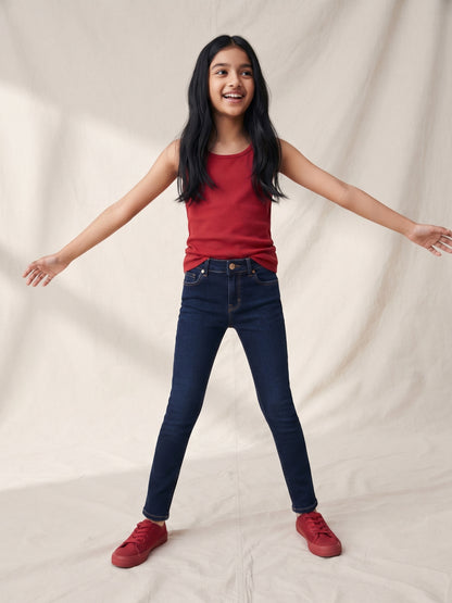 Girls Slim Fit Dark Blue Jeans