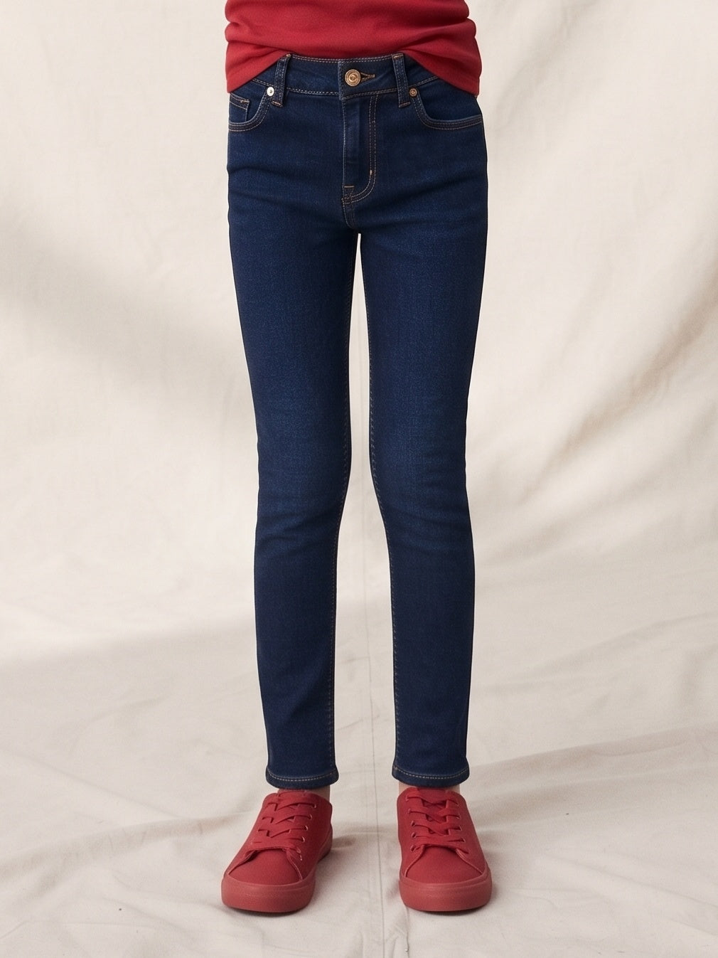 Girls Slim Fit Dark Blue Jeans