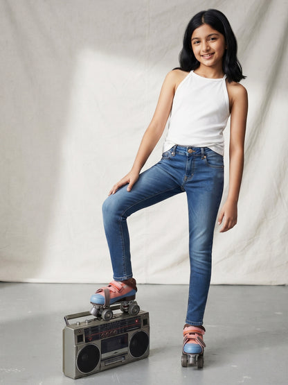 Girls Mid Blue Denim Jeans