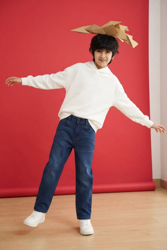 Boys Dark Blue Stretchable Casual Jeans